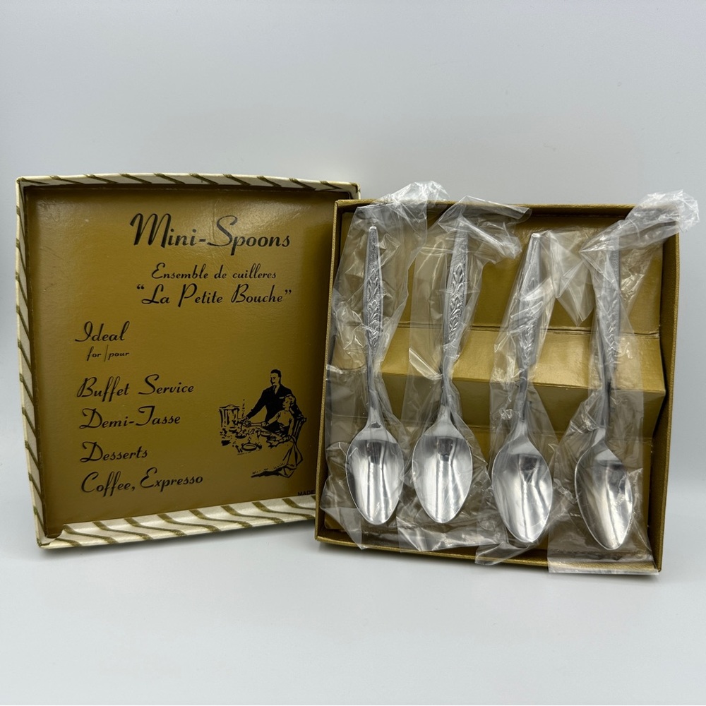 Vintage Stainless Steel Mini-Spoons - 4 in original box